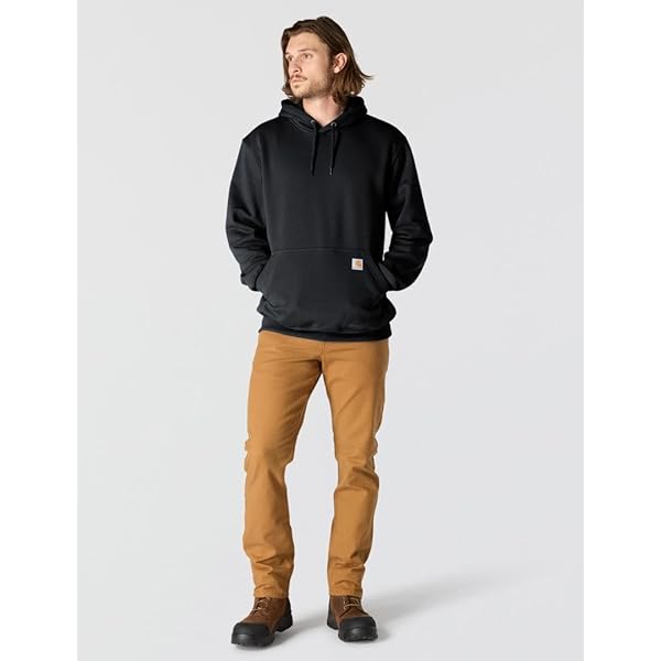 Men's Black Hooded Sweatshirt with Pocket & Logo Badge