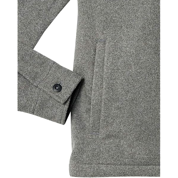 Grey Marled Button-Front Shirt Jacket with Flap Pockets